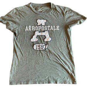 Aeropostale Logo Graphic Green T Shirt Mens M 1987 Design Cotton Blend